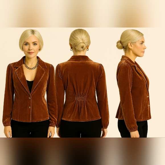 NWT Sophie Rue Leather Red Velvet Blazer Jacket – Size XS - Picture 11 of 11